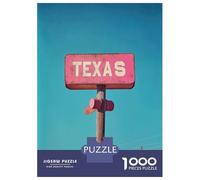 Rompecabezas De 1000 Piezas para Adultos Texas TX Pink Sign Rompecabezas para Adolescentes Juguete Decoración De Pared Alivio del Estrés 38x26cm/1000pcs