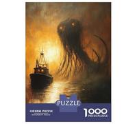 Rompecabezas De 1000 Piezas para Adultos Thalassophobia Fishing Boat and Sea Monster Painting Rompecabezas Juegos Familiares Regalo De Cumpleaños Cumpleaños Y Navidad 70x50cm/1000pcs