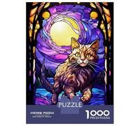 Rompecabezas De 1000 Piezas para Adultos The Anggora Cat Moon Stain Rompecabezas para Adultos Juego Familiar Corte De Precisión Desafiante De Completar 38x26cm/1000pcs