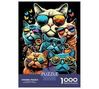 Rompecabezas De 1000 Piezas para Adultos The Cats Wear Glasses Rompecabezas para Adultos Juegos De Relajación Desafío Difícil Ayuda A Ejercitar El Cerebro 70x50cm/1000pcs