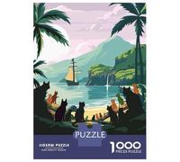 Rompecabezas De 1000 Piezas para Adultos The Isle of Cats Board Game Inspired Illustration Rompecabezas para Adultos Juegos Relajantes Desafío Difícil Reducción del Estrés Regalos 70x50cm/1000pcs