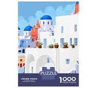 Rompecabezas De 1000 Piezas para Adultos The Santorini Vacay Rompecabezas para Adultos Juego De Ingenio para La Diversión Familiar Cumpleaños 38x26cm/1000pcs