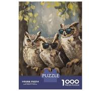 Rompecabezas De 1000 Piezas para Adultos Three Cool Sunglasses Owls Rompecabezas para Adultos: Análisis Práctico del Juego Y Lógica, Toda La Familia 52x38cm/1000pcs