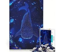 Rompecabezas de 1000 Piezas para Adultos Tiburón Ballena en un océano Profundo Estrellado Juego Imposible Desafío difícil Fortalece el Amor Entre Parejas 50x75cm