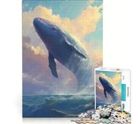 Rompecabezas de 1000 Piezas para Adultos Tiburón Ballena Volador, Juego práctico, Carrera de Velocidad Manual, con Piezas de Formas aleatorias Que encajan Perfectamente 38x52cm
