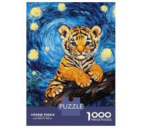 Rompecabezas De 1000 Piezas para Adultos Tiger Cub in Starry Night Style Rompecabezas para Adultos Juegos Relajantes Pero Divertidos Y Humorísticos Desafiante De Completar 52x38cm/1000pcs