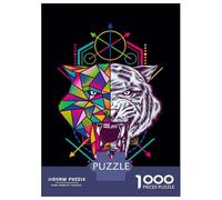 Rompecabezas De 1000 Piezas para Adultos Tiger Head Art Print Rompecabezas para Adultos Juguetes Antiestrés Decoración del Hogar Regalos para Amigos Y Familiares 38x26cm/1000pcs