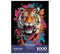 Rompecabezas De 1000 Piezas para Adultos Tiger Head Graffiti Style Rompecabezas para Adolescentes Juego Práctico Desafío Difícil Regalo De Cumpleaños, Regalos, 52x38cm/1000pcs