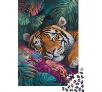 Rompecabezas De 1000 Piezas para Adultos Tiger in Jungle Art Print Rompecabezas Juego De Ingenio Alivia El Estrés Cumpleaños 38x26cm/1000pcs