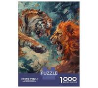 Rompecabezas De 1000 Piezas para Adultos Tiger Lion Abstract Art Rompecabezas Juego De Ingenio Carrera De Velocidad De Manos Interacción Entre Padres E Hijos 70x50cm/1000pcs