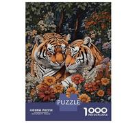 Rompecabezas De 1000 Piezas para Adultos Tiger Love in Bloom Rompecabezas para Adultos Juegos Divertidos Desafío Difícil Interacción Entre Padres E Hijos 52x38cm/1000pcs