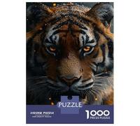 Rompecabezas De 1000 Piezas para Adultos Tiger Portrait with Golden Eyes Rompecabezas Juegos Divertidos Vacaciones En Casa Matar El Tiempo Cumpleaños Y Navidad 52x38cm/1000pcs