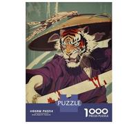 Rompecabezas De 1000 Piezas para Adultos Tiger Samurai Sword Art Print Rompecabezas para Adultos Juegos De Relajación Desafío Difícil Regalo De Cumpleaños, Regalos, 38x26cm/1000pcs