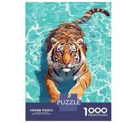 Rompecabezas De 1000 Piezas para Adultos Tiger Swimming in Blue Water Rompecabezas para Adultos Juguetes De Bricolaje Desafío Difícil Desafío Educativo 70x50cm/1000pcs