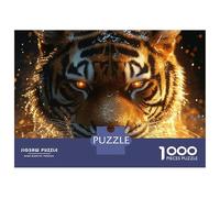 Rompecabezas De 1000 Piezas para Adultos Tiger with Glowing Eyes Rompecabezas para Adultos Juego De Ingenio Una Obra De Arte Interacción Entre Padres E Hijos 38x26cm/1000pcs