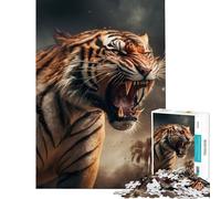 Rompecabezas de 1000 Piezas para Adultos Tigre Agresivo y Enojado Juegos relajantes Juguetes educativos y de Aprendizaje Un Gran Regalo para Mujeres (Tamaño 50x75cm)