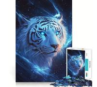 Rompecabezas de 1000 Piezas para Adultos Tigre Azul,Estrellado,Piezas de Corte Limpio,Actividad Cerebral Inteligente,diversión para Momentos de Calma,Regalo artístico de cumpleaños 50x75cm