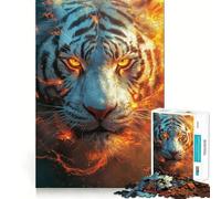 Rompecabezas de 1000 Piezas para Adultos Tigre Blanco ardiente,Juego de ingenio,Regalo Divertido y Relajante para Navidad (38x26cm)