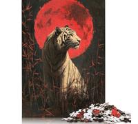 Rompecabezas de 1000 Piezas para Adultos, Tigre Blanco bajo la Luna de Sangre, de Madera, para Adultos y Adolescentes a Partir de 12 años, 1000 Piezas (75 x 50 cm)
