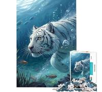 Rompecabezas de 1000 Piezas para Adultos Tigre Blanco Submarino con Peces Divertido Juego Educativo Juguete desafiante Gran Regalo Desafío difícil (Tamaño 38x52cm)