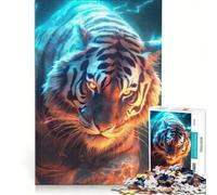 Rompecabezas de 1000 Piezas para Adultos Tigre eléctrico Que Brilla en la Oscuridad Juguetes para armar interacción Entre Padres e Hijos colección de Artistas Bellas Artes 50x75cm