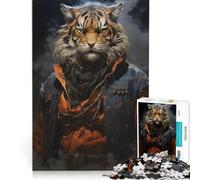 Rompecabezas de 1000 Piezas para Adultos Tigre Guerrero japonés Juego de ingenio Interesante para Reducir el estrés Que Mejora el Amor Entre Parejas 38x26cm