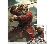 Rompecabezas de 1000 Piezas para Adultos Tigre Kung Fu Ninja Animal Juguete Educativo Gran Regalo para Juegos Juego Educativo para cumpleaños Navidad tamaño 38x52cm