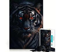 Rompecabezas de 1000 Piezas para Adultos Tigre Negro con Ojos de Fuego,Juego de Bordes limpios,Juego de lógica,Juego de Entretenimiento,decoración navideña 38x52cm
