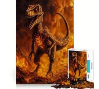 Rompecabezas de 1000 Piezas para Adultos Tiranosaurio, Fuego, Corte preciso, Arte, Juego Creativo para ejercitar la Mente, Juego de Ocio, Divertido, Regalo de cumpleaños (38x26cm)