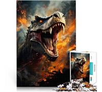 Rompecabezas de 1000 Piezas para Adultos Tiranosaurio Rex Loco Madera,para y a Partir de 14 años para divertirse en Familia Mejorar el Amor Entre Parejas。tamaño:50x75cm/19.68x29.52pulgada