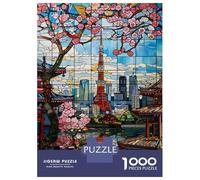 Rompecabezas De 1000 Piezas para Adultos Tokyo Cherry Blossoms Rompecabezas para Adultos Juegos Relajantes Pero Divertidos Y Humorísticos Desafiante De Completar 38x26cm/1000pcs