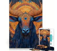 Rompecabezas de 1000 Piezas para Adultos Toro Azul con Tercer Ojo,decoración de Ajuste Limpio,Actividad Cerebral Divertida,Juego Acogedor,Regalo Festivo de Ocio 38x26cm