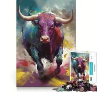 Rompecabezas de 1000 Piezas para Adultos Toro Corriendo por el Desierto Decoración práctica y Divertida Juguete para ejercitar la Mente Regalo navideño Ideal para Pasar un Buen rato (50x75cm)