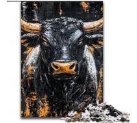 Rompecabezas de 1000 Piezas para Adultos, Toro Dorado Negro, Juego desafiante, Juguetes, decoración de Pared, cumpleaños y Navidad tamaño 26x38cm