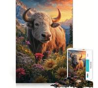Rompecabezas de 1000 Piezas para Adultos Toro en Flor,Majestad de la montaña,Encaja Perfectamente,Decoración,Juguete de construcción,Juego de Paz,Regalo de cumpleaños (38x52cm)