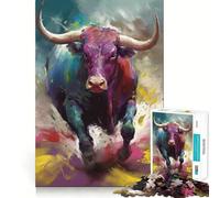 Rompecabezas de 1000 Piezas para Adultos Toro en la Carrera del Desierto,Arte Impecable,Juego Mental,Regalo,Juego Lento,Arte de Pared navideño (38x26cm)