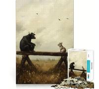 Rompecabezas de 1000 Piezas para Adultos Toro y ratón en un Banco Encaja a la perfección Juego de ingenio Regalo Ideal Juego de ingenio Lento Decoración navideña para Pared (50x75cm)