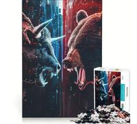 Rompecabezas de 1000 Piezas para Adultos: Toros contra Osos, decoración de Pared, patrón de Montaje, Regalos para Amigos y Familiares, 38x52cm