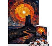 Rompecabezas de 1000 Piezas para Adultos Torre bajo un Cuerpo Celeste Pintura educativa Juegos para la diversión Familiar Juguete Decorativo para la Pared Fortalece el Amor Entre Parejas (38x26cm)