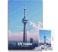 Rompecabezas de 1000 Piezas para Adultos, Torre CN de Toronto, Juego de desafío único, Carrera de Velocidad Manual, Juguete Educativo, tamaño 38x52cm