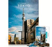 Rompecabezas de 1000 Piezas para Adultos Torre de Tokio, Japón, diseño de Corte preciso, Juego de concentración, Regalo, Juego de Ocio, Escena navideña (38x52cm)