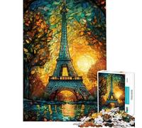 Rompecabezas de 1000 Piezas para Adultos Torre Eiffel Abstracto para Adolescentes Ideal para decoración de Pared Gamers (tamaño 38x26cm)