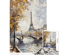 Rompecabezas de 1000 Piezas para Adultos Torre Eiffel de París Juego Imposible Carrera de Velocidad Manual Juguetes antiestrés cumpleaños y Navidad (50x75cm)