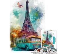 Rompecabezas de 1000 Piezas para Adultos Torre Eiffel en Acuarela Juegos relajantes para Adultos Carrera de Velocidad Manual Un Gran Regalo para los Amantes de los Videojuegos (tamaño 38x26cm)
