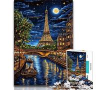 Rompecabezas de 1000 Piezas para Adultos Torre Eiffel Pintura al óleo Ideal para Adolescentes Juguete Educativo Intelectual Relajante Regalo de Amigo Secreto (50x75cm)