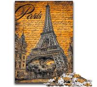Rompecabezas de 1000 Piezas para Adultos, Torre Eiffel Vintage de París, Toda la Familia a Partir de los 14 años (26x38cm)