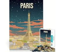 Rompecabezas de 1000 Piezas para Adultos Torre Eiffel,Vista Nocturna de Francia,diseño de Bordes precisos,Juego de lógica,diversión y Entretenimiento Regalo Ideal para el Tiempo Libre (38x52cm)