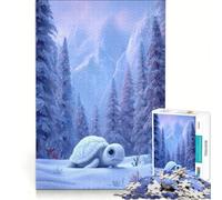 Rompecabezas de 1000 Piezas para Adultos: Tortuga Adorable en un país de Las Maravillas Invernal, Juguetes para armar, ensamblaje de Patrones, colección de Artistas, Bellas Artes 38x52cm