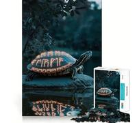 Rompecabezas de 1000 Piezas para Adultos Tortuga con runas Decoración práctica y Divertida Juguete para ejercitar la Mente Regalo Ideal para Pasar un rato Agradable en Navidad (38x52cm)