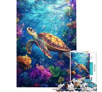 Rompecabezas de 1000 Piezas para Adultos Tortuga Marina buceando Juegos Familiares Juguetes educativos Regalos de Amigo Invisible decoración del hogar (tamaño 75x50cm)